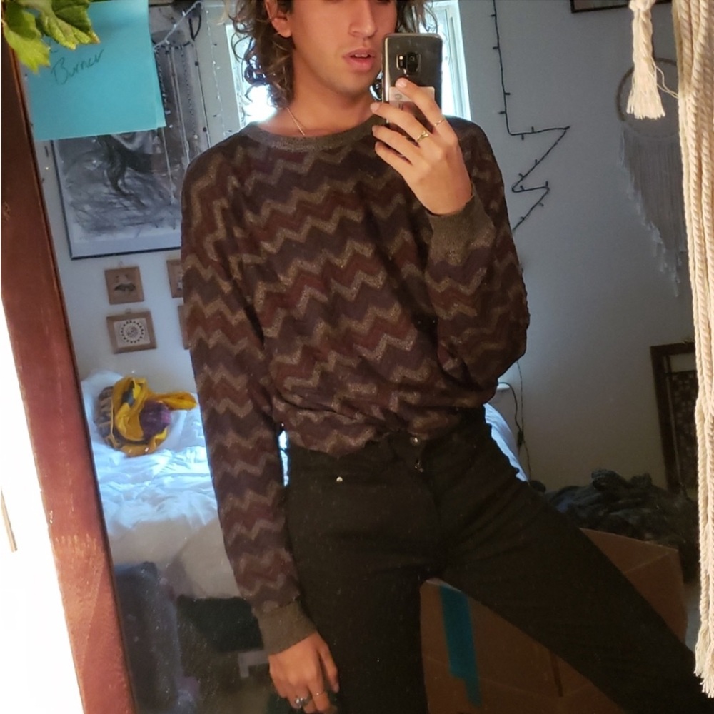 Men's Zigzag Pattern Sweater - Multicolor